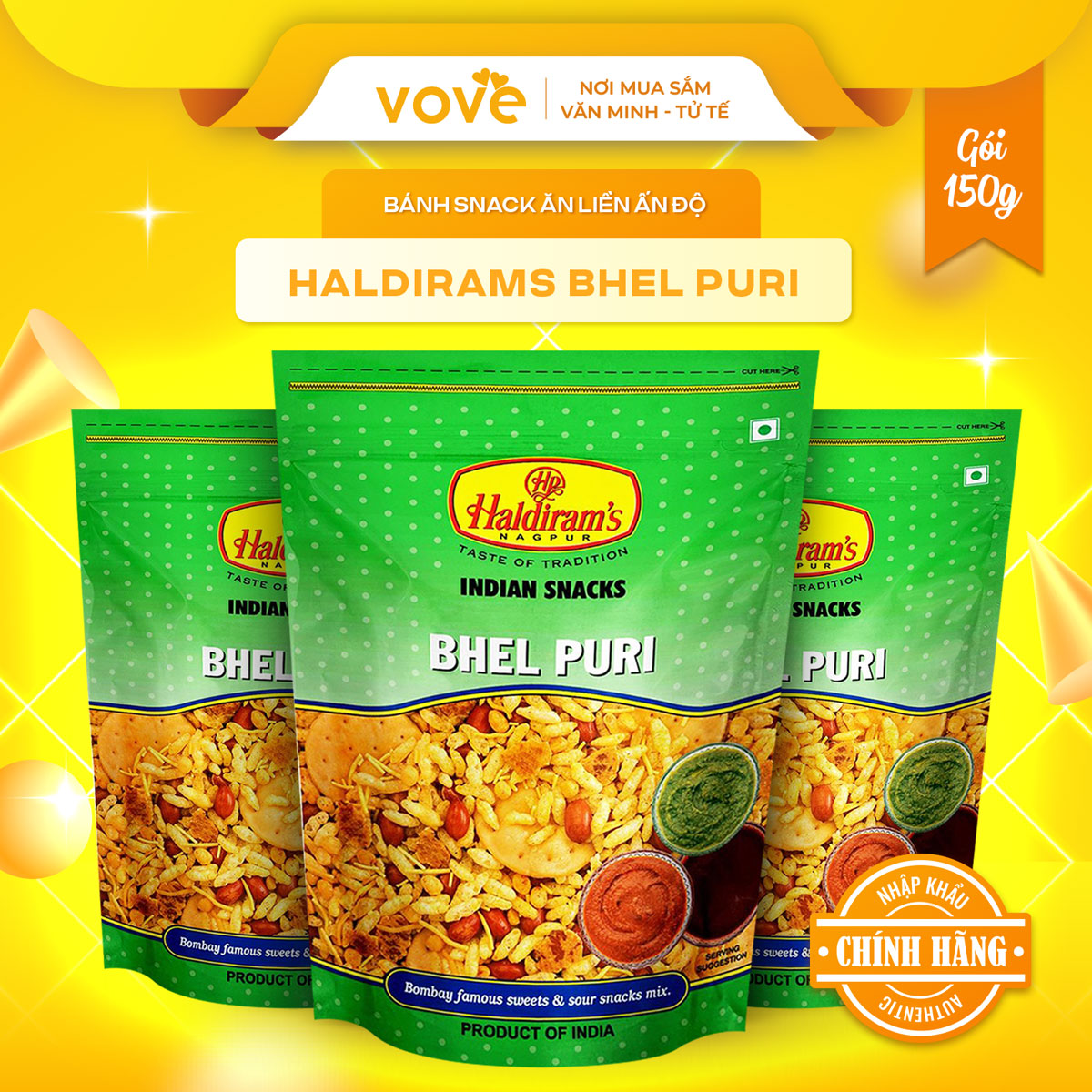 Bánh Snack ăn liền Ấn Độ HALDIRAMS Bhel Puri, 150gr