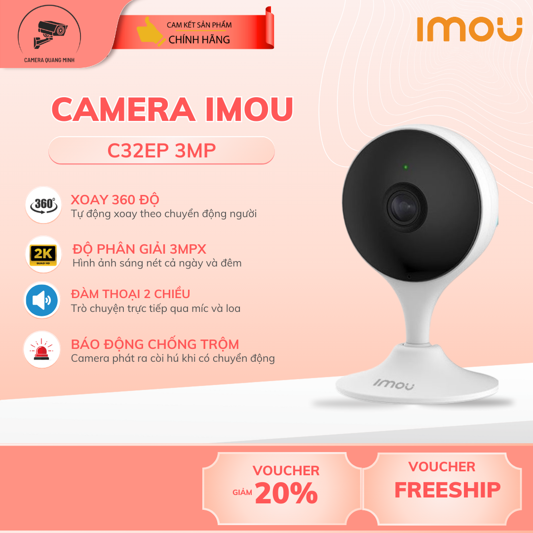 Camera Imou C32EP 3MP, đàm thoại 2 chiều, Chính hãng Imou Việt Nam, Fullbox Nguyên Seal