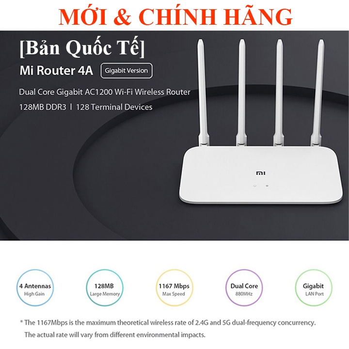 Bộ phát wifi tốc độ ac1200 băng tần kép xiaomi mi router 4a quốc tế tiếng anh, 4c 300mbps