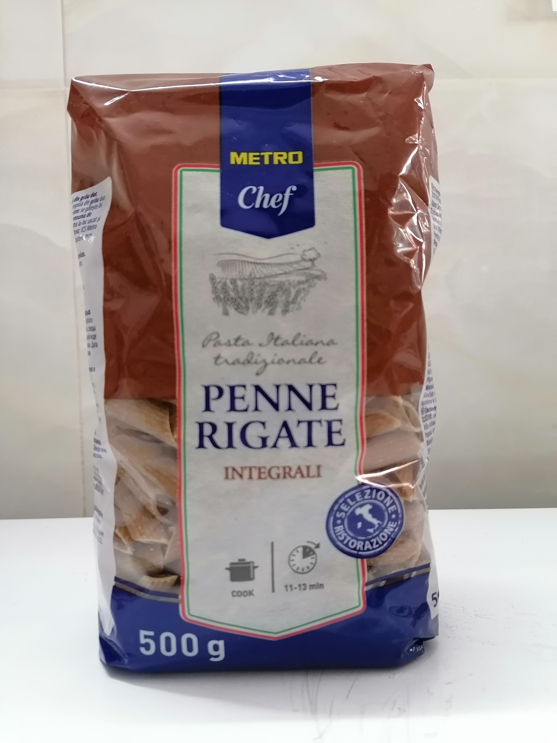 [500g - PENNE] Nui Ý nguyên cám [Italia] METRO CHEF Penne Rigate Whole Wheat (cff-hk)