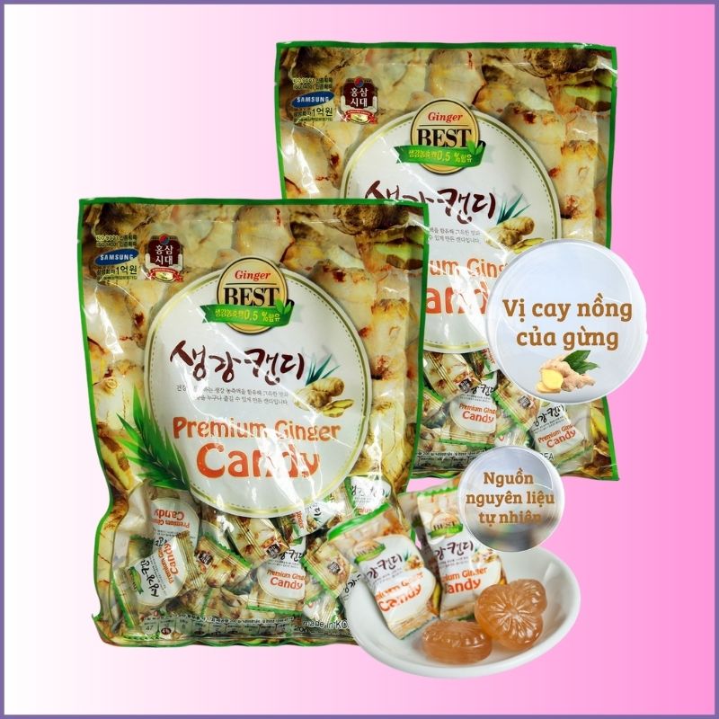 Premium ginger candy, kẹo gừng Hàn Quốc-Hỗ trợ ho, đ.au họng
