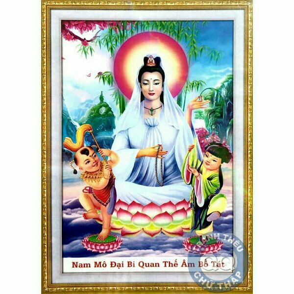 Tranh đính đá quan âm kích thước :50×70cm