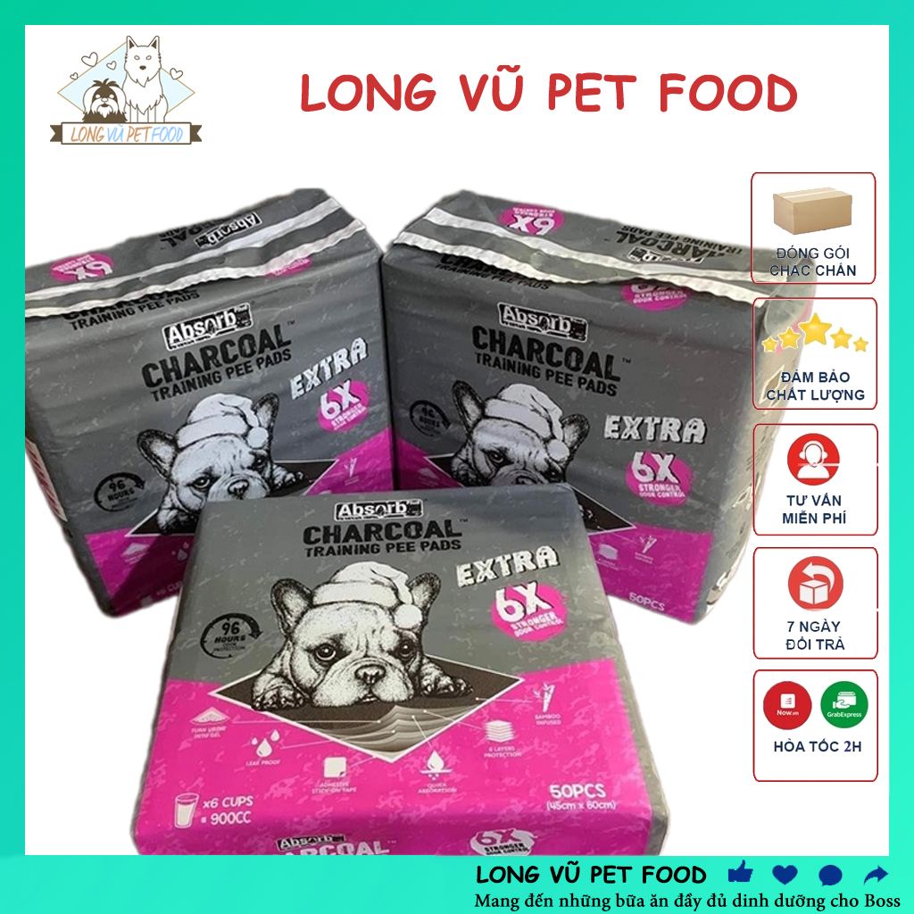  Hàng mới về Bịch Tả lót cho chó mèo than hoạt tính Charcoal Trainning Pee Pad Extra tã lót chuồng lót vệ sinh cho chó mèo - Long Vũ Pet Food 