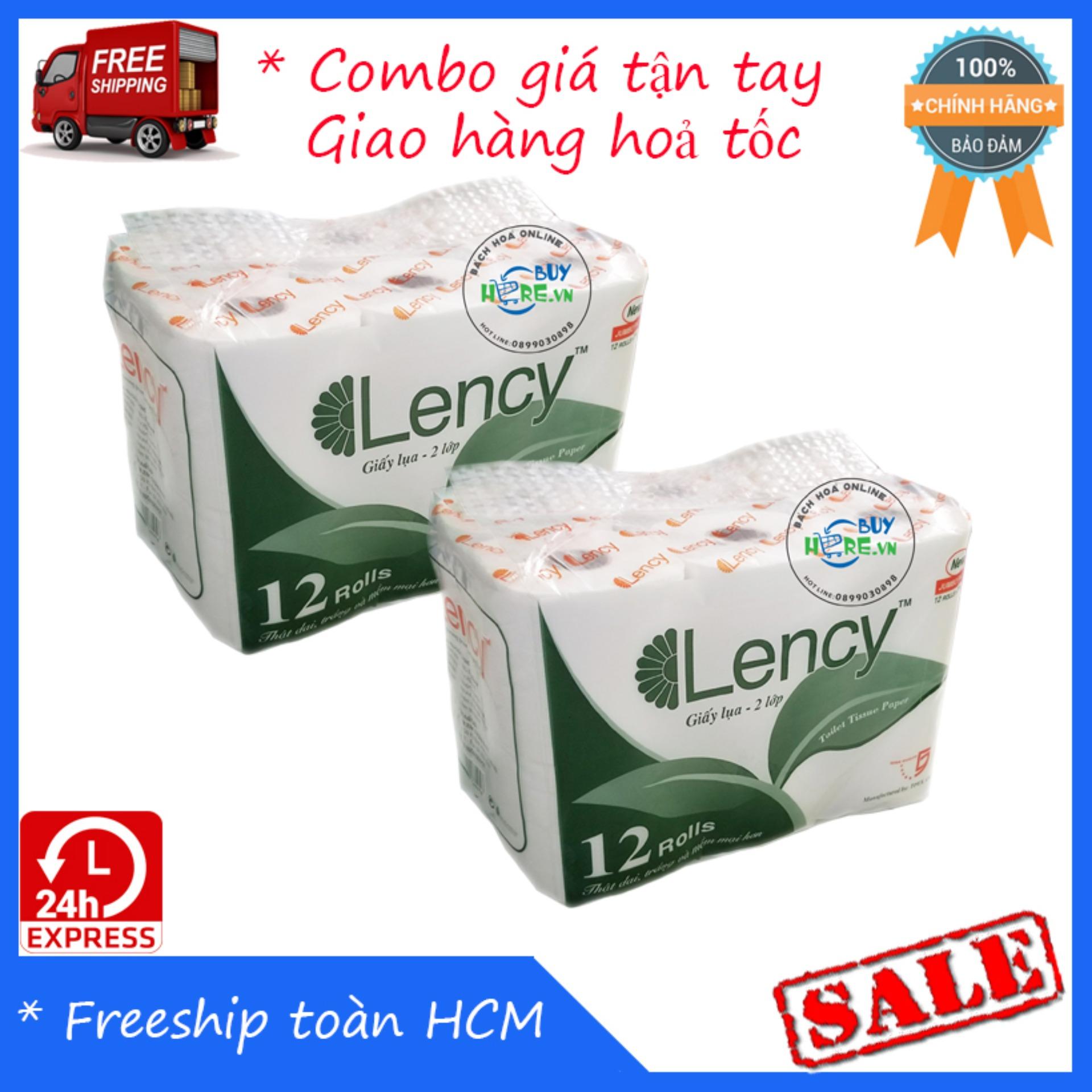 Combo 2 lốc Giấy vệ sinh Lency 12 cuộn 2 lớp