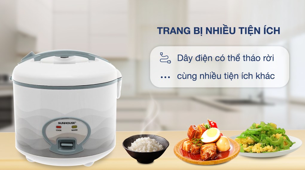 Nồi cơm nắp gài Sunhouse 1.8 lít SHD8602