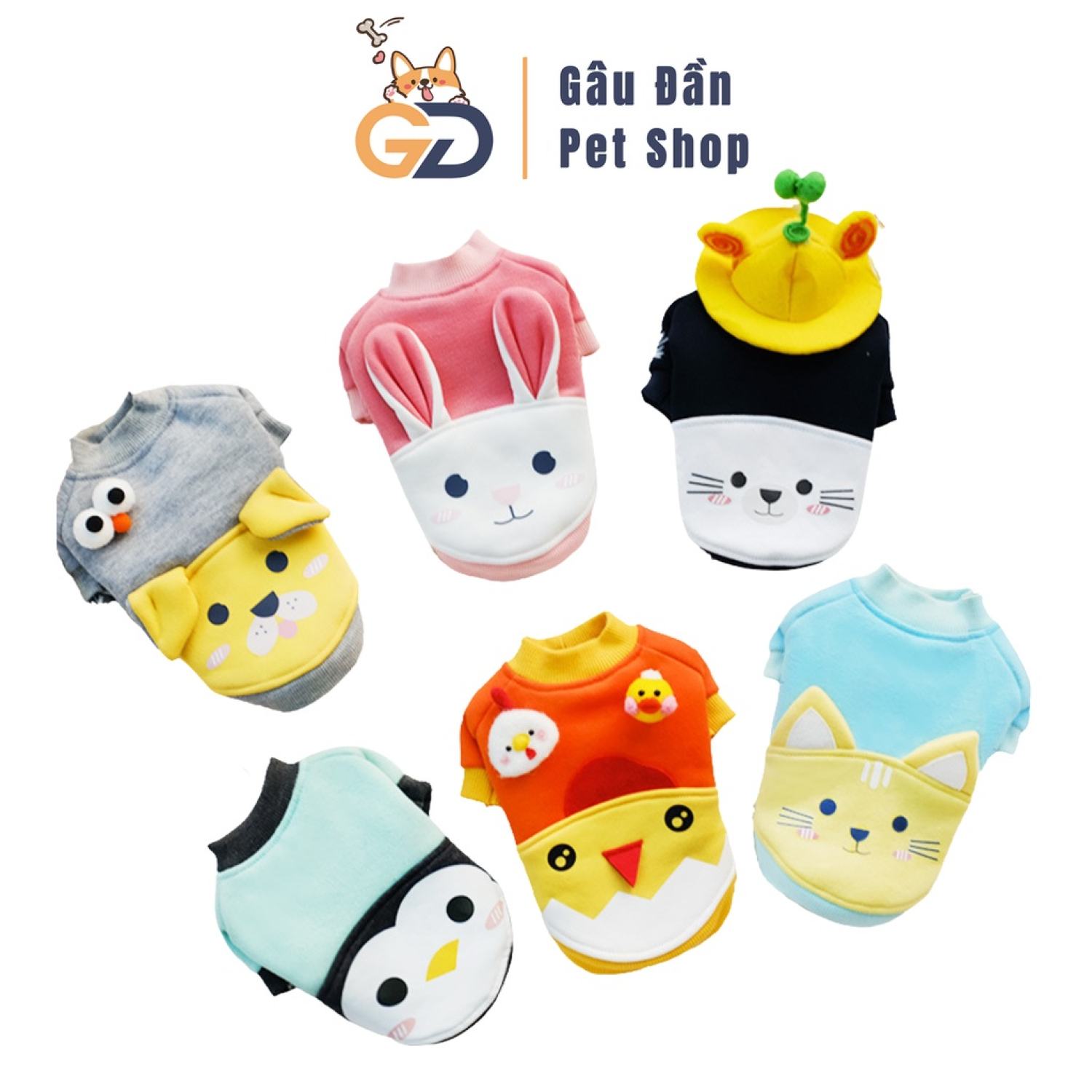 Áo cho mèo - áo cho chó họa tiết thú siêu cute cho chó mèo