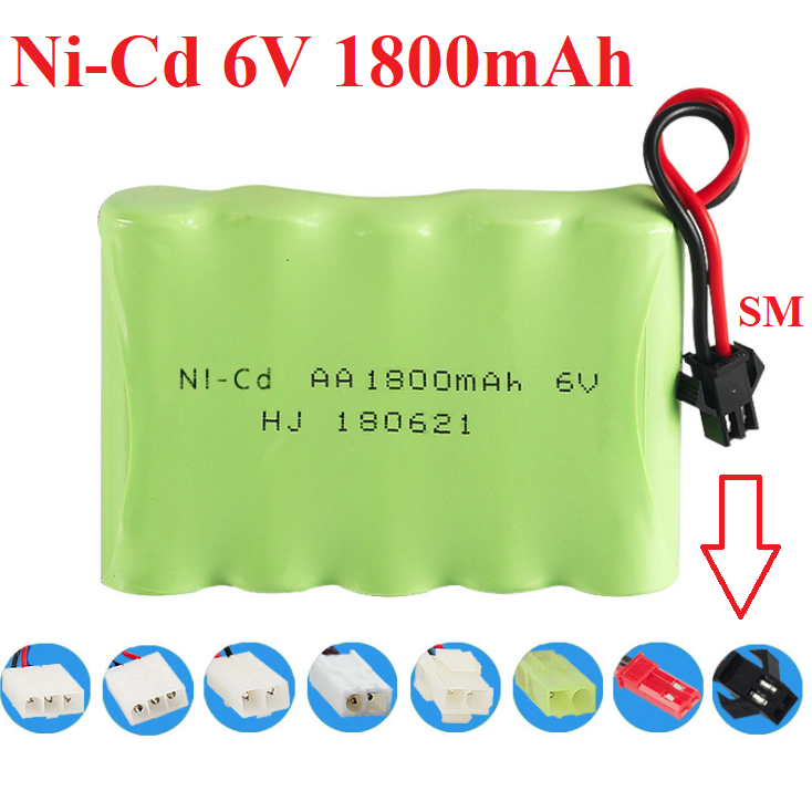 Pin sạc Ni-cd 6v 1800mah cổng nối SM dùng cho xe mô hình điều khiển từ xa pin có dung lượng cao