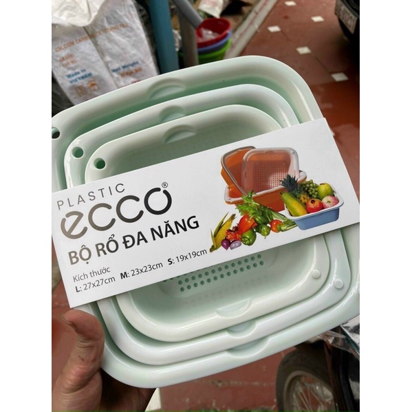 Bộ rổ đa năng ecco: set 6 món gồm 3 rổ & 3 chậu nhựa ecco hàng vn
