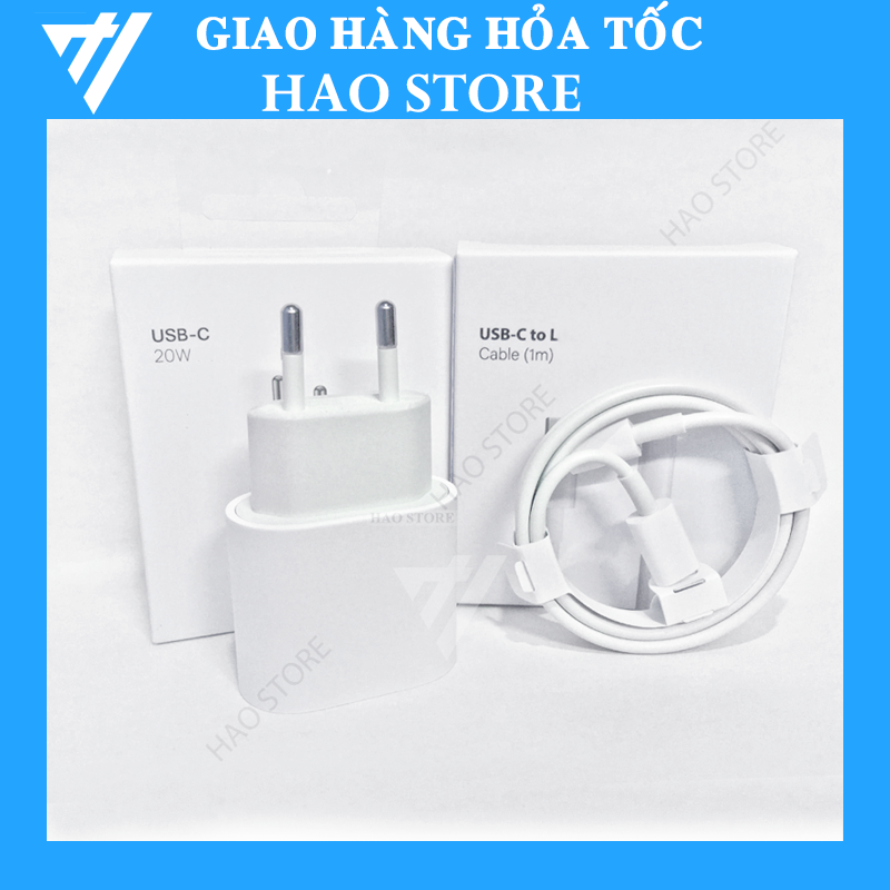 Sạc nhanh ip , củ sạc nhanh ip 20w eu và dây cáp sạc nhanh 8 ->14 hao store