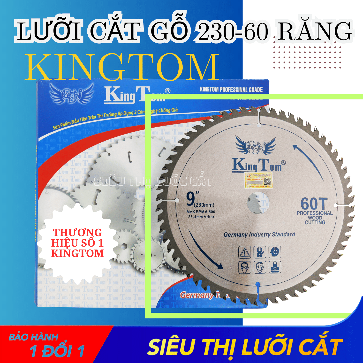 Lưỡi Cưa - Lưỡi Cắt Gỗ 230-60 Răng KingTom - Chuyên Gỗ Có Đinh