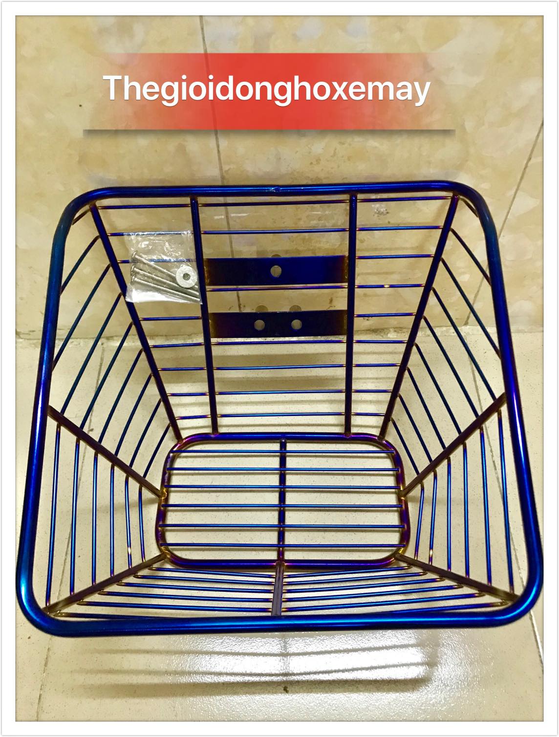 Rổ inox titan loại nhẹ 10 ly xe Yamaha Sirius sọc ngang ( loại 1,1kg)