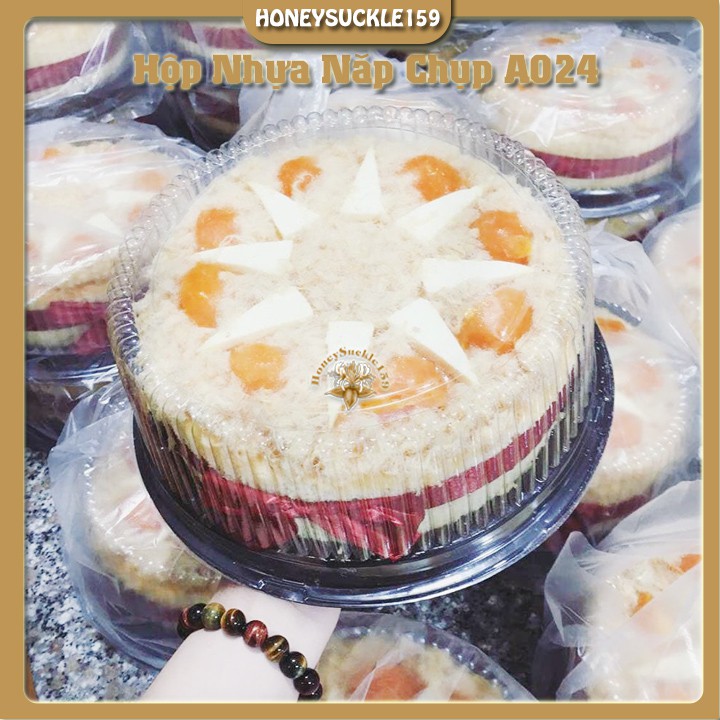 2 Hộp Nhựa Nắp Chụp Đựng Bánh Kem A018-A024