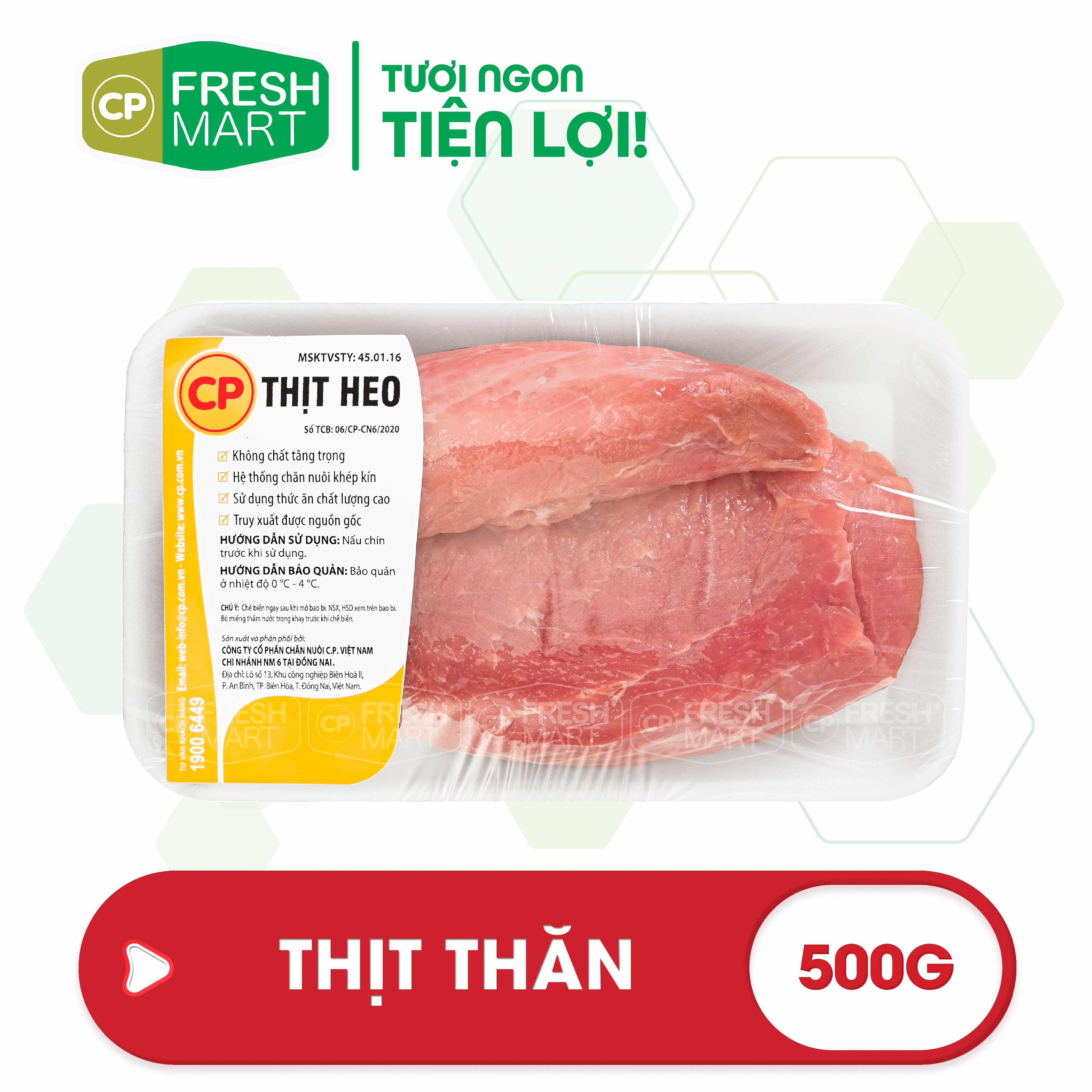 Thịt thăn heo cp 500g - thịt heo cp foods - tươi ngon tiện lợi - cp fresh mart