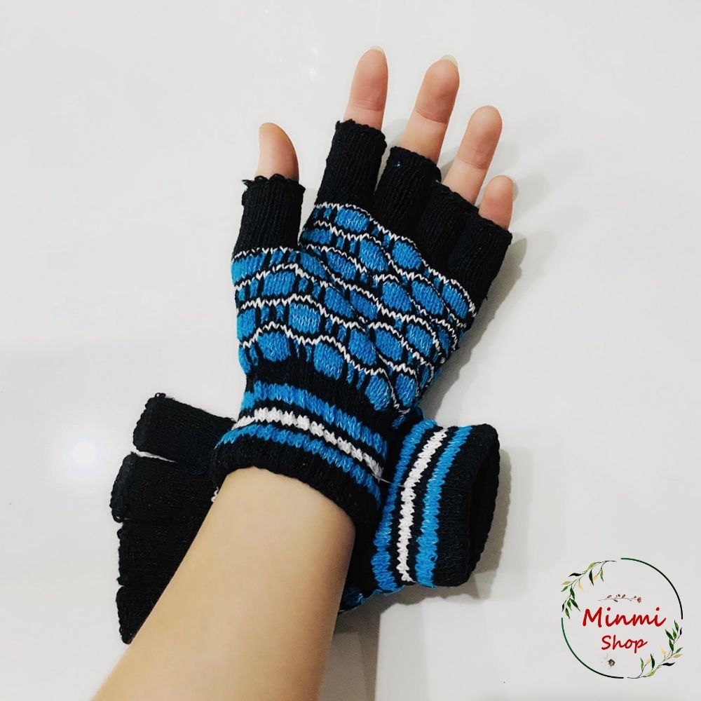 1 Bao Tay Nam Nữ Len Hở 5 Ngón Găng Tay Chống Nắng Đi Xe Máy Cụt Ngón Tiện Lợi Sử Dụng ĐTDĐ