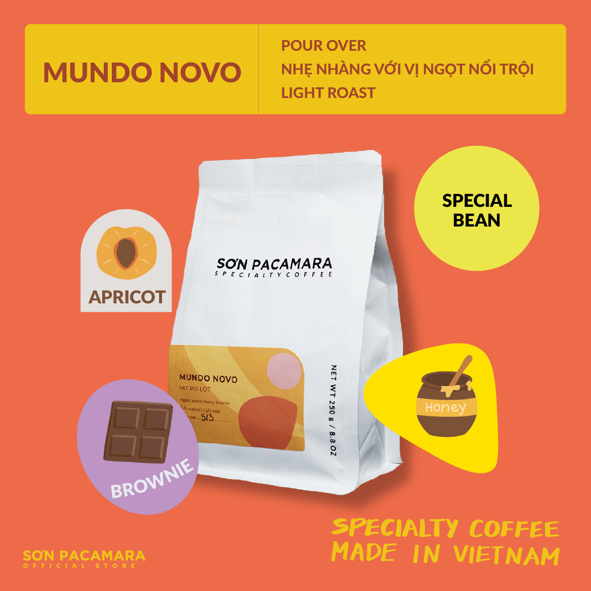 Cà Phê Đặc Biệt Mundo Novo Từ Sơn Farm - Vị Ngọt, Nhẹ Nhàng -  Specialty Coffee Made In Việt Nam - Phù Hợp Pour Over