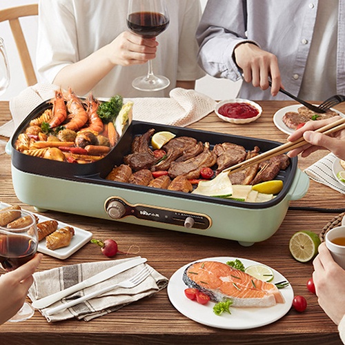 Nồi Lẩu Nướng, Bếp Lẩu Nướng 2in1 BEAR DKL-C15G1 Tiện Lợi, Tiết Kiệm Thời Gian, BH 12 Tháng Minh Khang Store