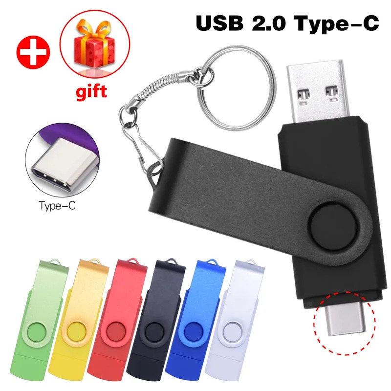 Ổ đĩa flash USB xoay 128GB 32GB 16GB Ổ USB 256GB 64GB 4G OTG 2 trong 1 Ổ USB loại C USB 2.0