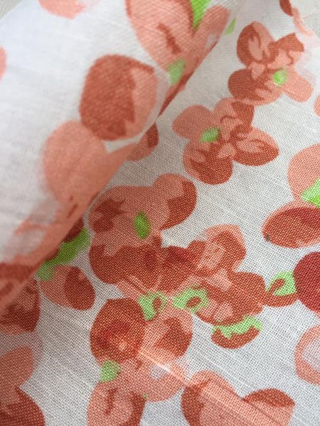 Vải linen bột hoa màu gạch chùm!