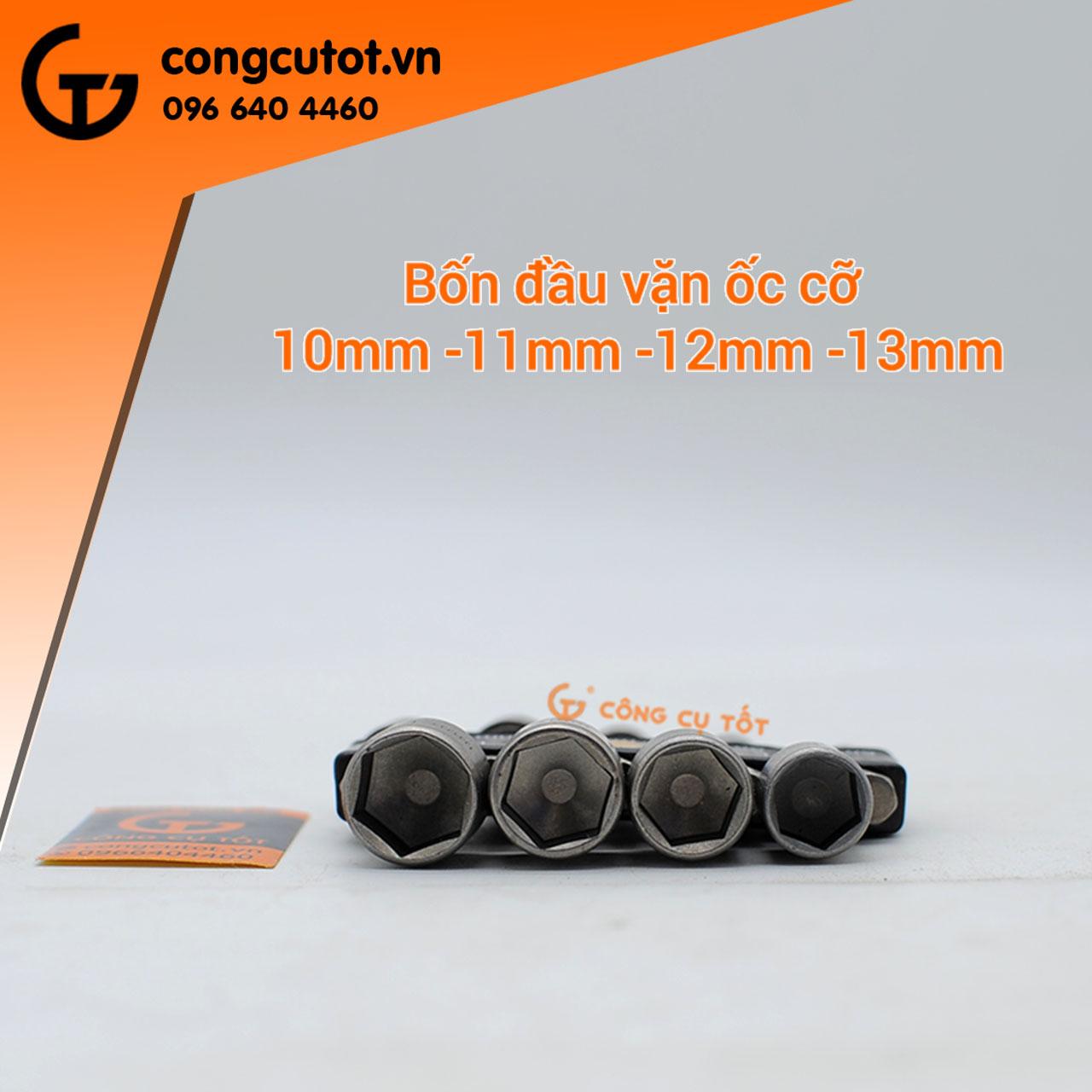 Bộ 9 khẩu vặn ốc chuôi lục hệ mét 5-13mm