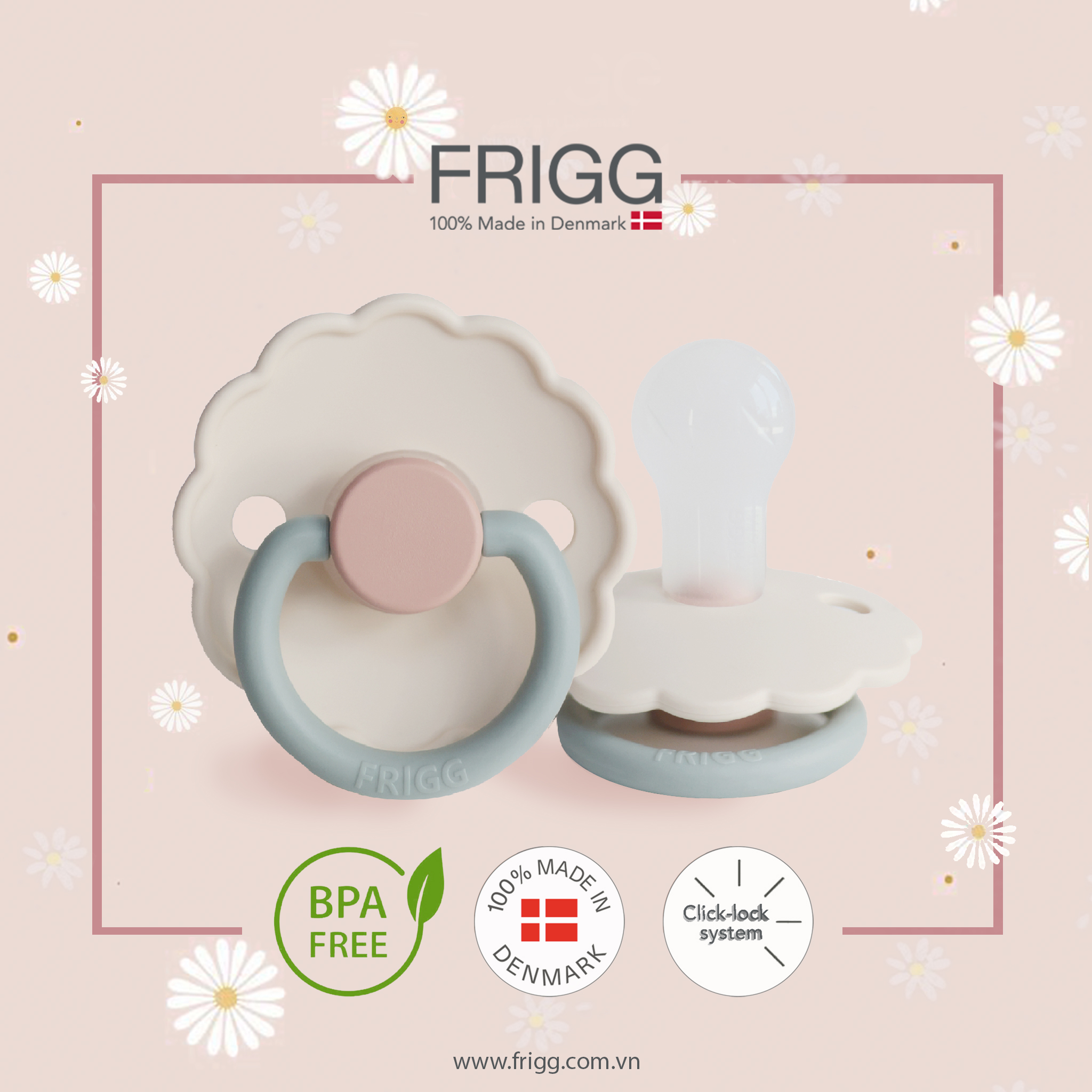 Ty Giả Cho Bé FRIGG DAISY Chính Hãng Núm Tròn Mềm Mại Chất Liệu SILICONE Cao Cấp