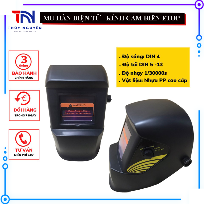 Mũ hàn điện tử - kính cảm biến ánh sáng Hiệu Etop