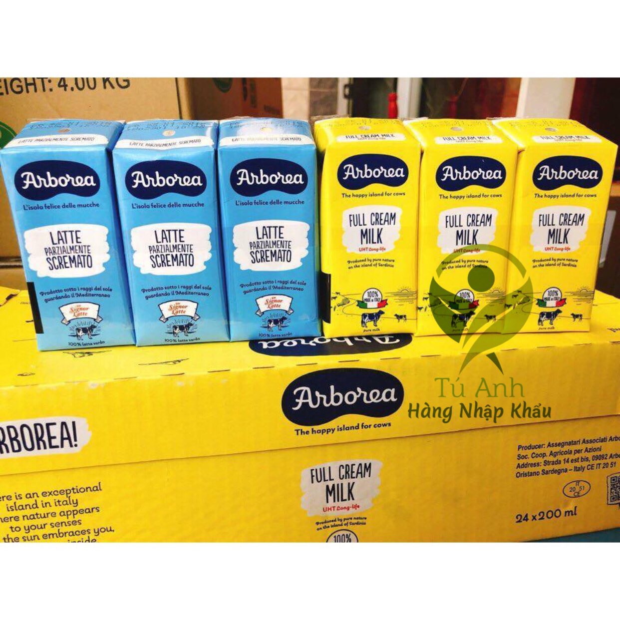 Sữa tươi tiệt trùng Arborea Ý thùng 24 hộp 200ml