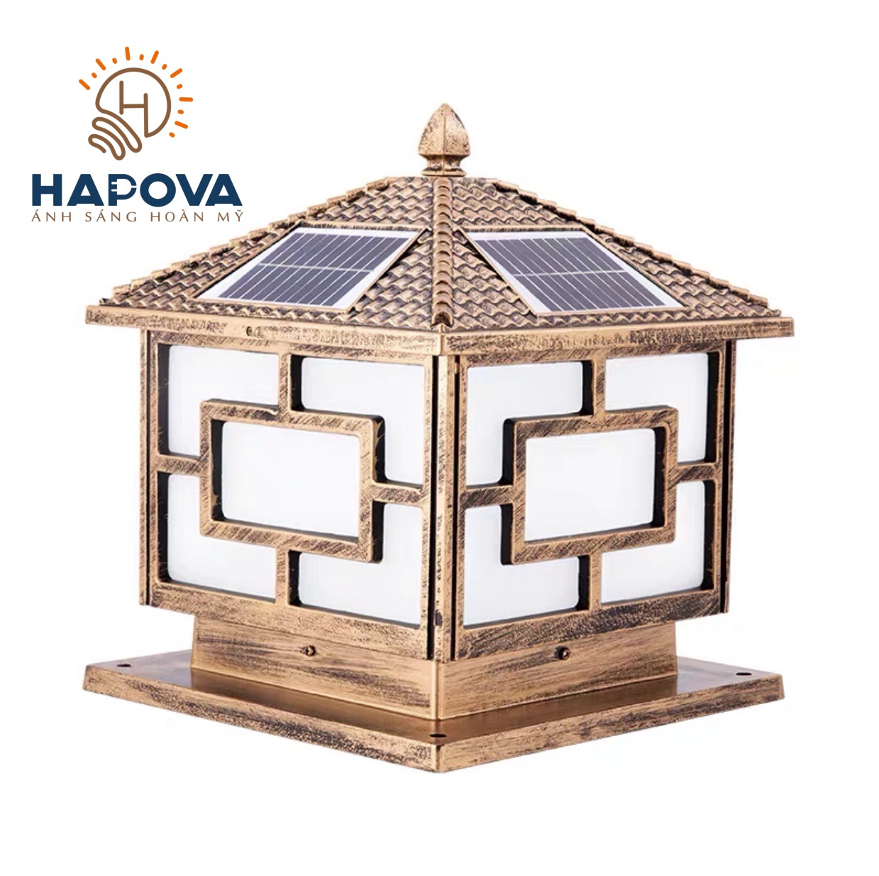 Đèn trụ cổng năng lượng trang trí sân vườn cỡ 400mm HAPOVA XAKIS 7001