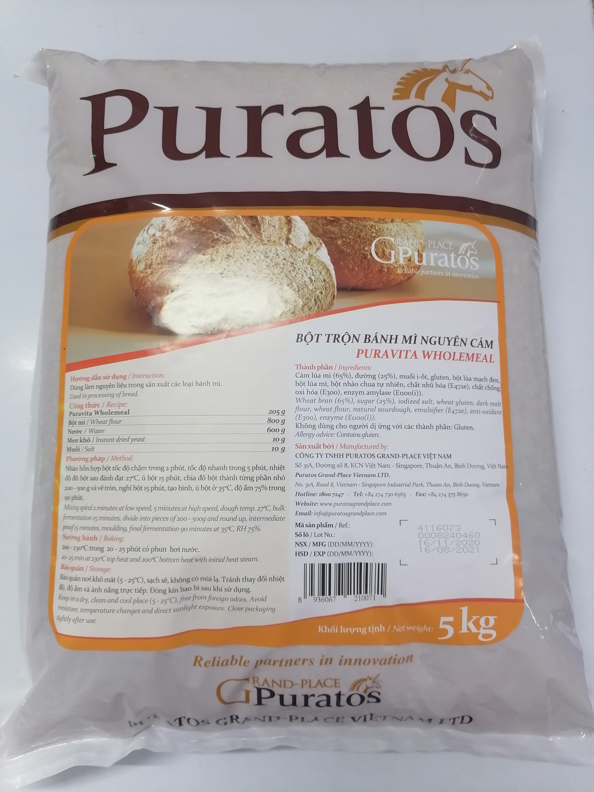 [GÓI 5 Kg – WHOLEMEAL] BỘT MÌ NGUYÊN CÁM [VN] PURATOS Puravita (prt-hk5)