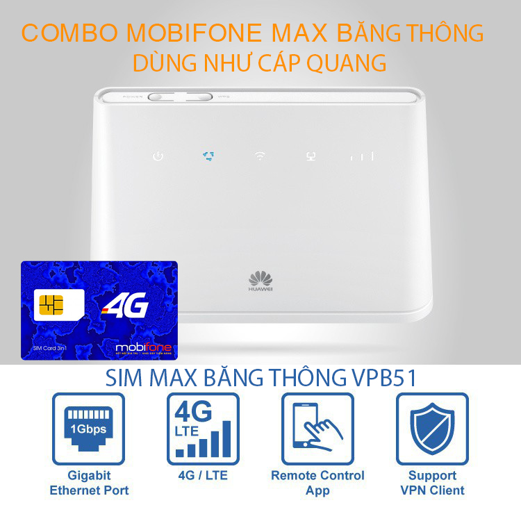 Combo Mobifone 12MDT150 + Huawei B311-221 Trọn Gói 12 Tháng Không Nạp Tiền