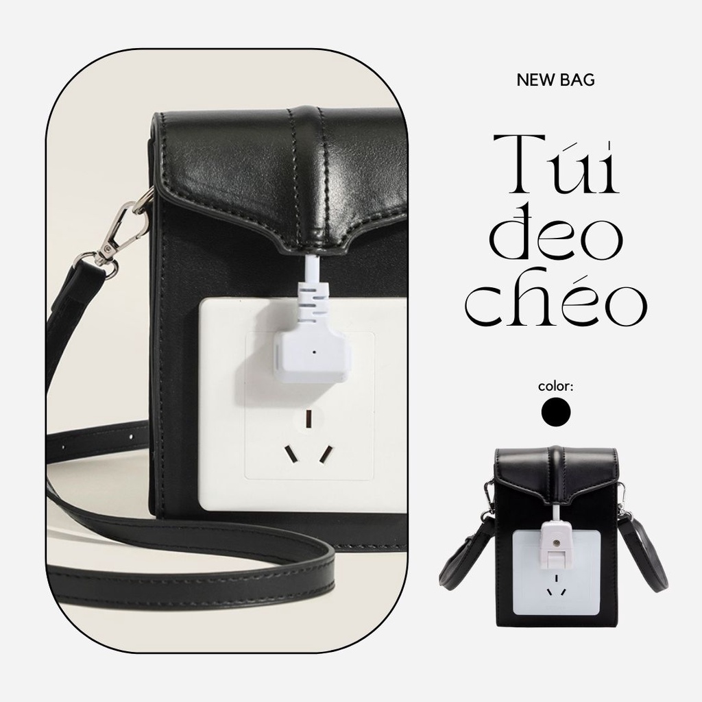 Túi đeo chéo Nam/Nữ thiết kế khoá túi Ổ ĐIỆN mới lạ