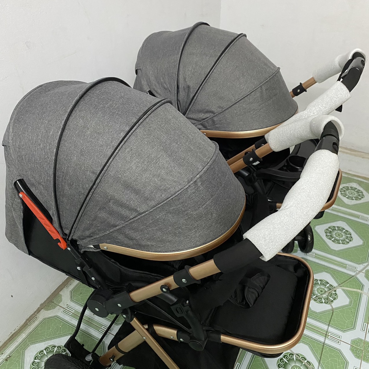 Xe đẩy đôi cao cấp 2 chiều gấp gọn siêu đẹp cho bé