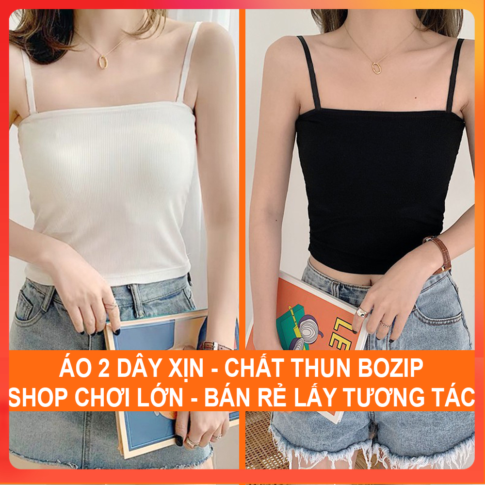 Áo hai dây nữ dáng ôm, áo 2 dây nữ croptop đẹp vải cotton co dãn