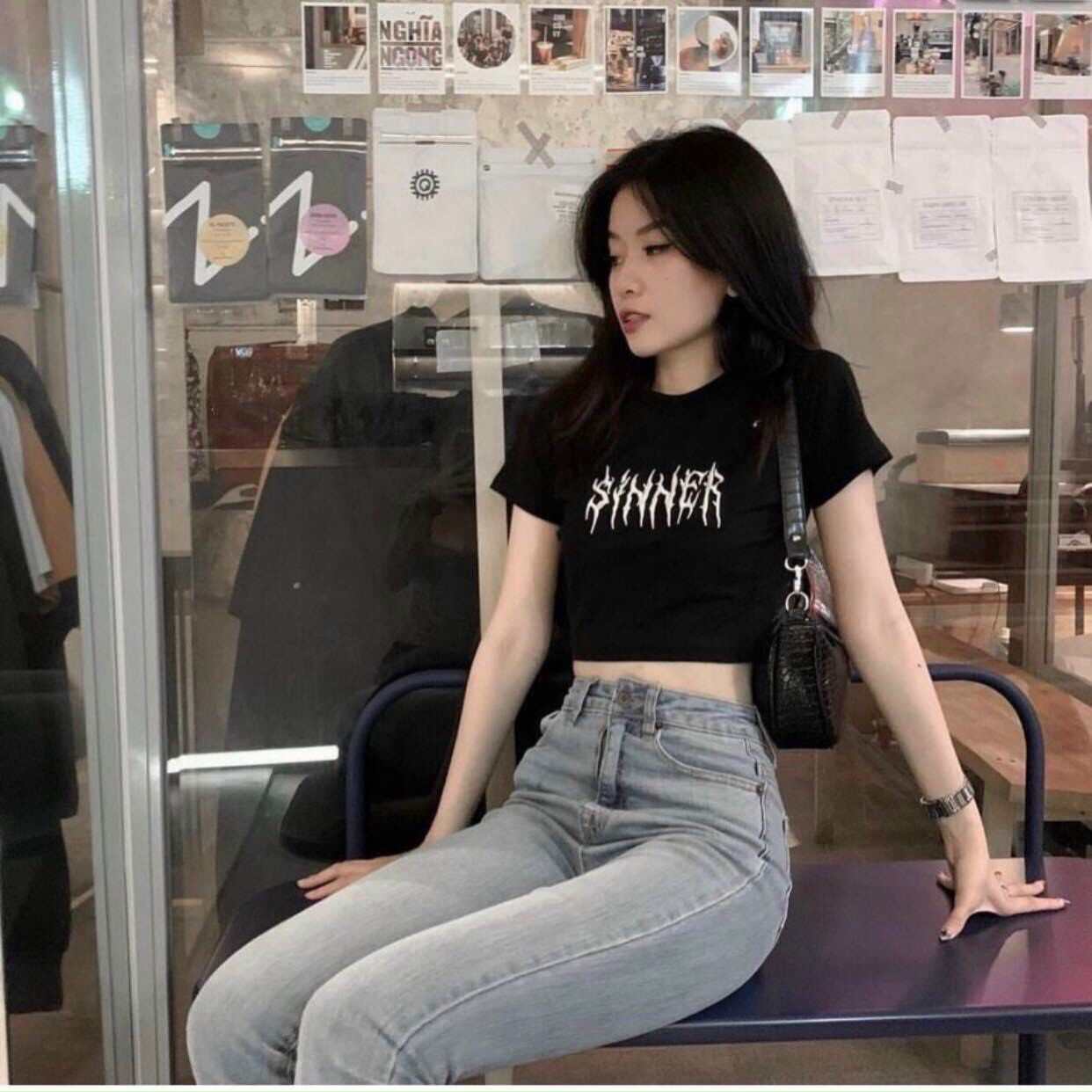 ÁO CROPTOP SHINNER CHẤT BORIP DÀY MỊN FORM CHUẨN CỰC NGẦU PHỐI ĐỒ SIÊU CÁ TÍNH