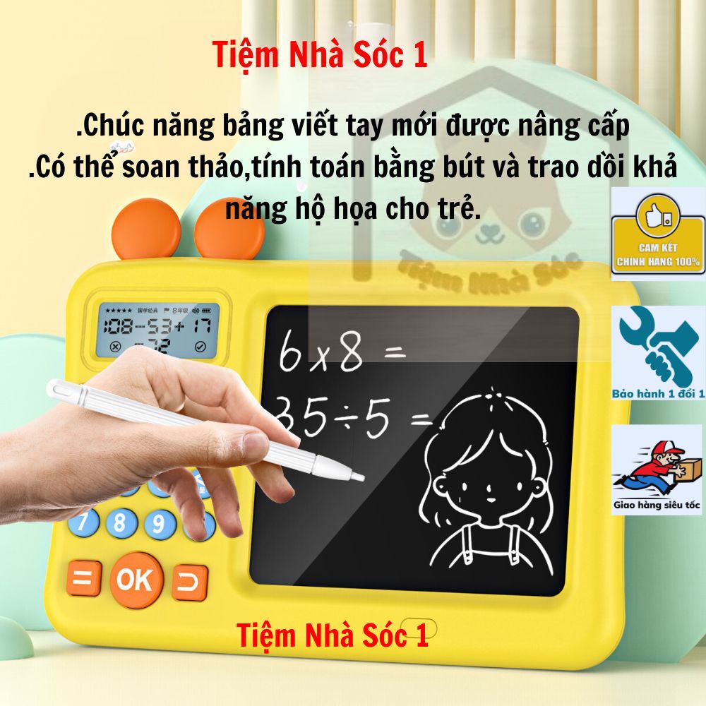 Children's intellectual toys 2in1 LCD table built-in hand-held calculator helps kids to remember math and practice painting-2023 salon