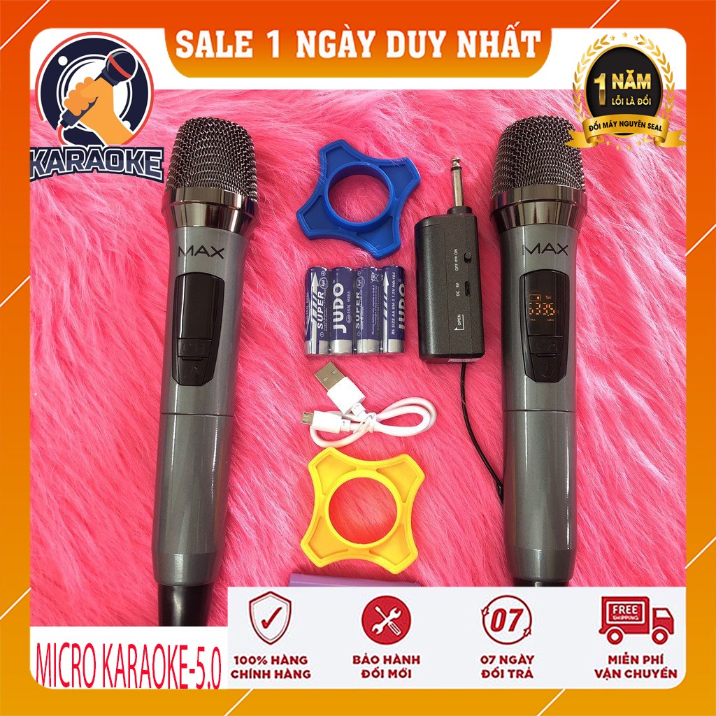 Micro Không Dây MAX 39 ,Combo Trọn Bộ 2 Micro Không Dây Đa Năng Cao Cấp MAX 39 Cầm Tay Nhỏ Gọn Thiết Kế Sang Trọng Bắt Mắt Tần Số UHF Hiển Thị LCD Chống Hú Tốt Độ Nhạy Mic Cực Chuẩn ( BẢO HÀNH 12 THÁNG)