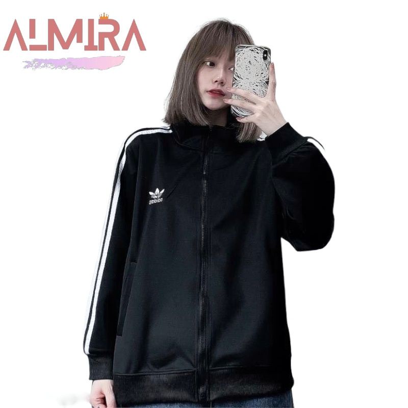 Áo khoác nỉ 3 sọc unisex form rộng, áo hoodie nỉ kéo khóa siêu xinh