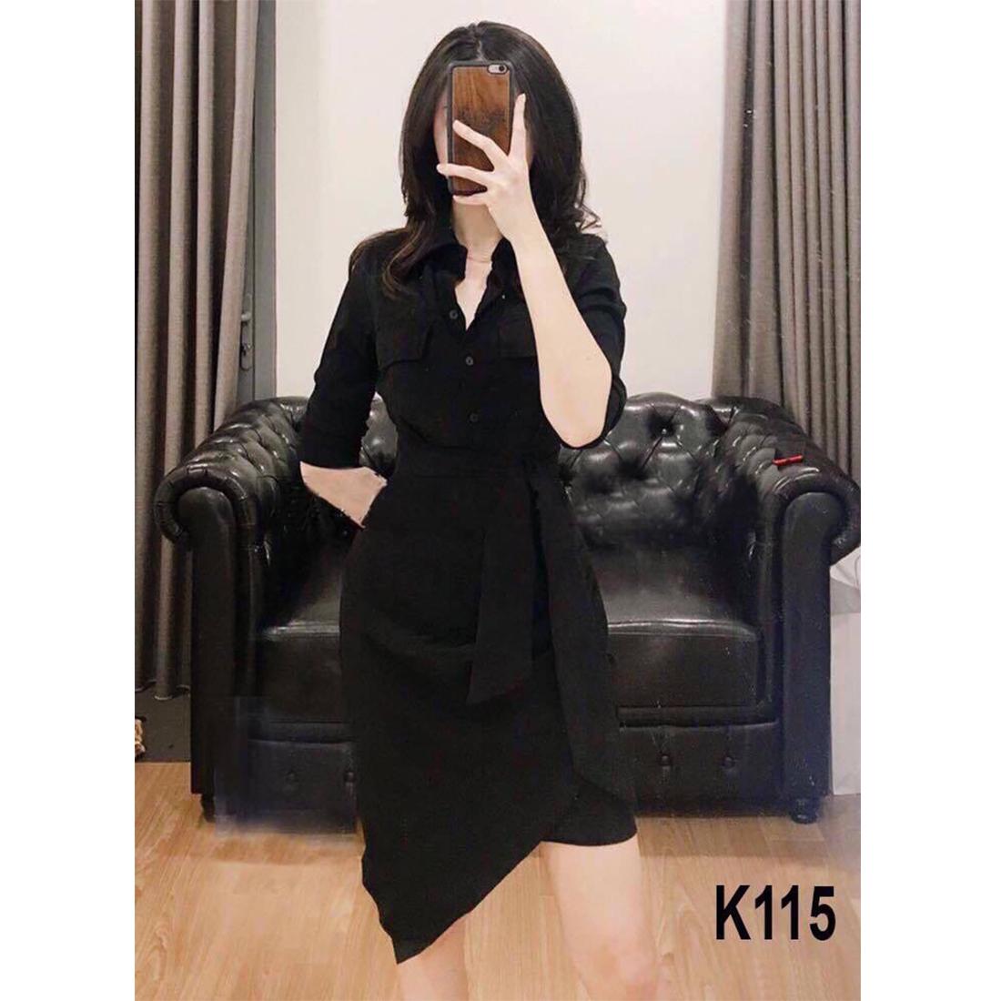 Đầm nữ sơ mi ôm body buộc nơ eo voan lụa cao cấp thời trang h&d fashion