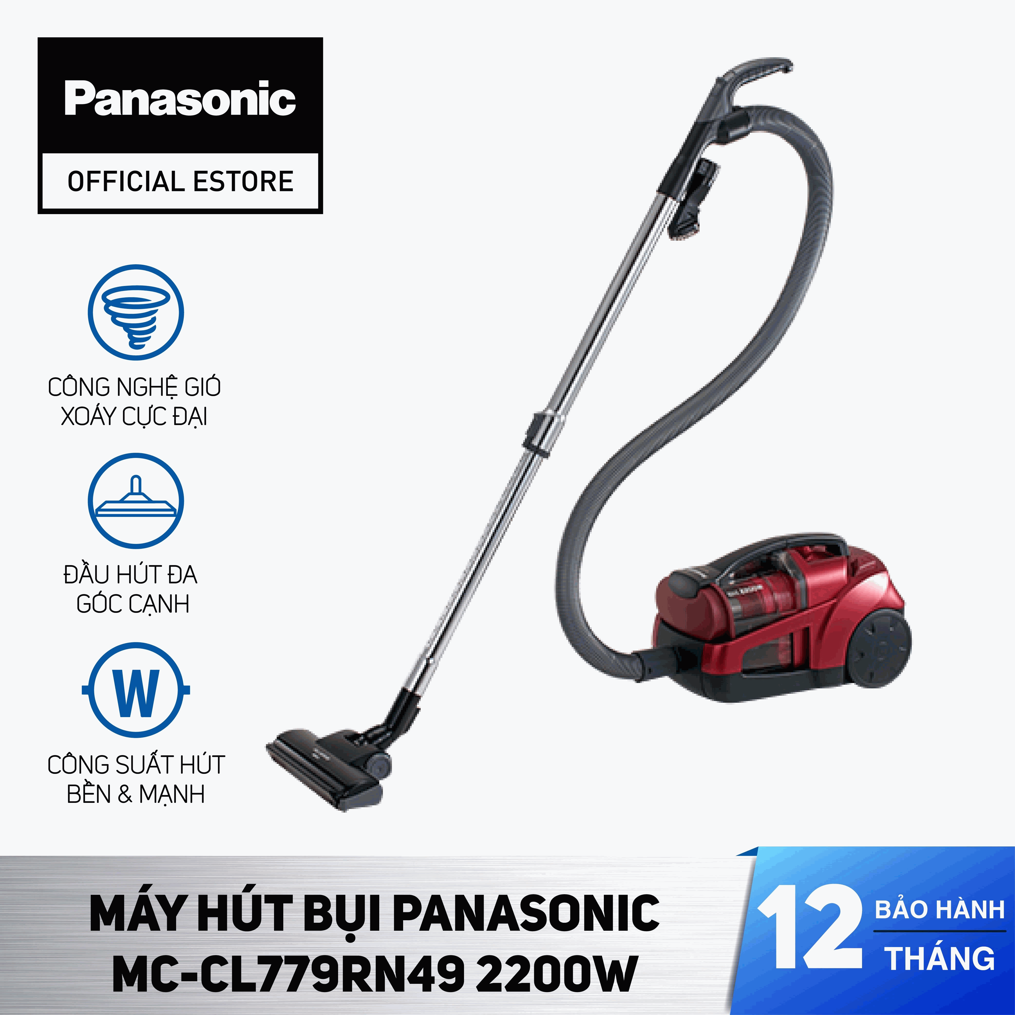 Máy hút bụi panasonic mc-cl779rn49 2200w - bảo hành 12 tháng - hàng chính hãng