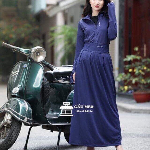 Set áo chống nắng kèm váy chống nắng cùng màu thông hơi