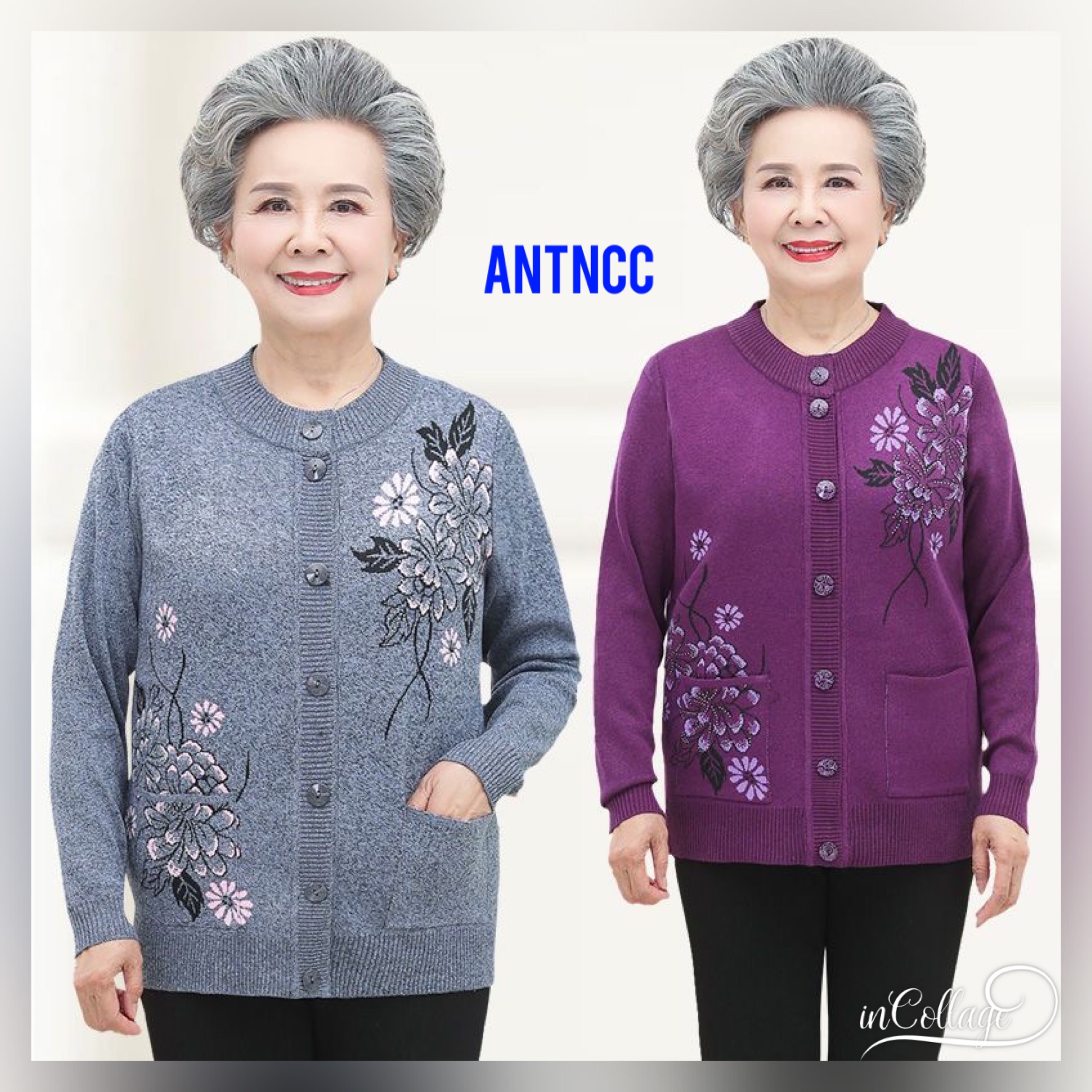 Áo khoác len cho người già, áo len nữ trung niên, áo khoác len cardigan nữ trung niên cho người cao tuổi