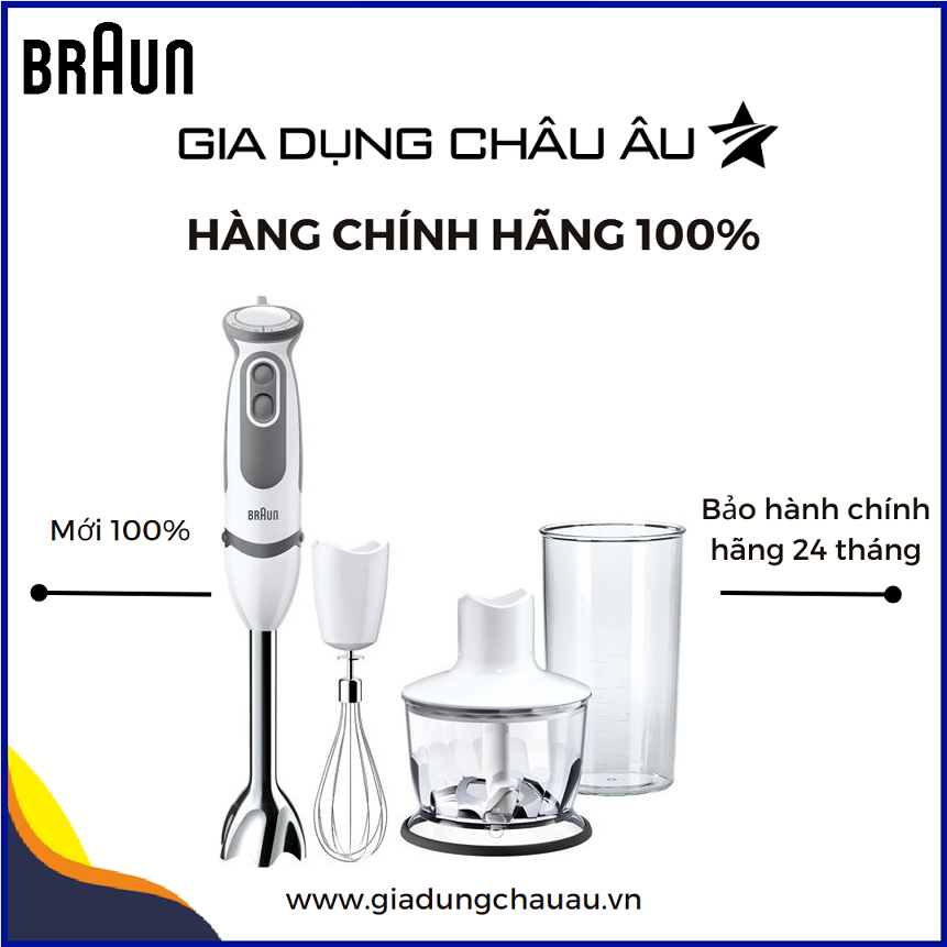[CHÍNH HÃNG]Máy xay cầm tay Braun MQ5235 - Công suất 1000W - Bảo hành 1 đổi 1 trong vòng 24 tháng - Máy xay Braun MQ 5235 Model mới hơn và mạnh mẽ hơn thay thế cho các model cũ MQ3035 MQ5035 MQ535 Máy xay cầm tay Braun 5235