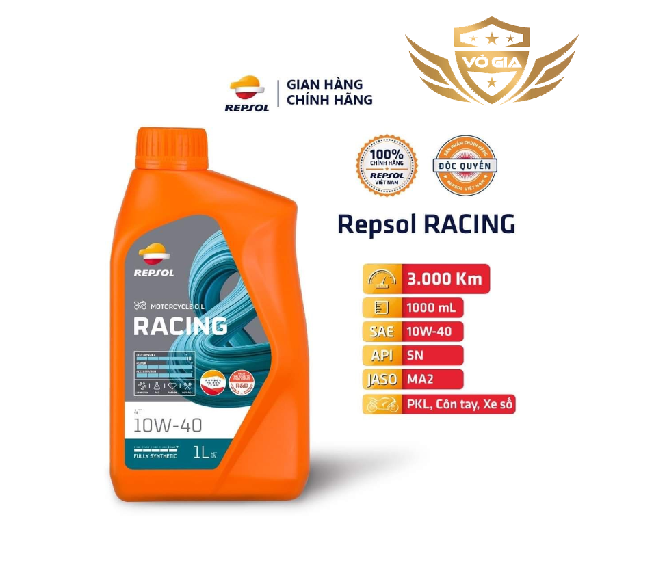 Nhớt Repsol Racing 4T 10w40 - Nhớt 100% tổng hợp cho xe số cao cấp EX winner sonic raider