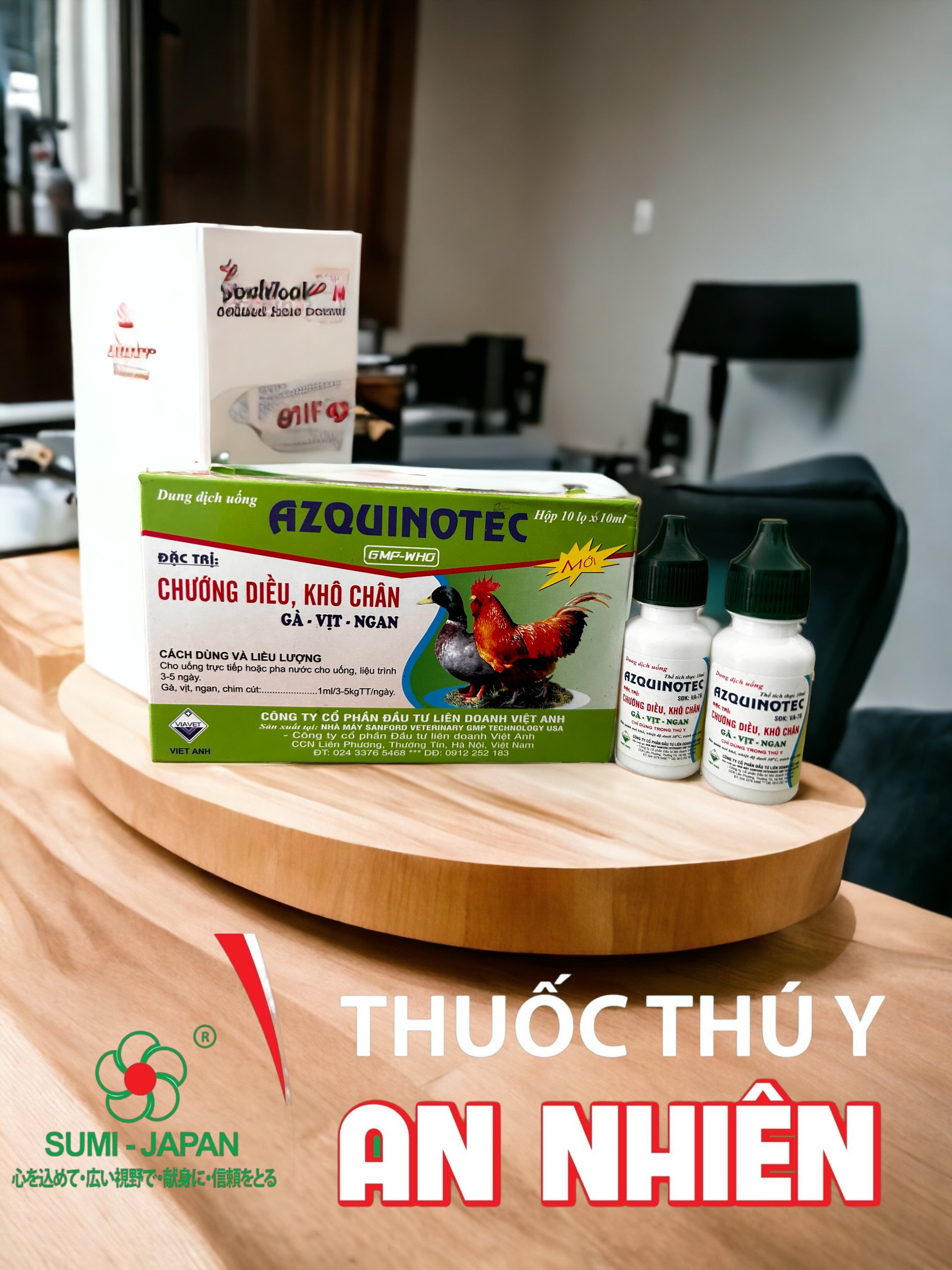 AZQUINOTEC - NHỎ CHƯỚNG DIỀU, KHÔ CHÂN GÀ VỊT 10MLx 20 LỌ