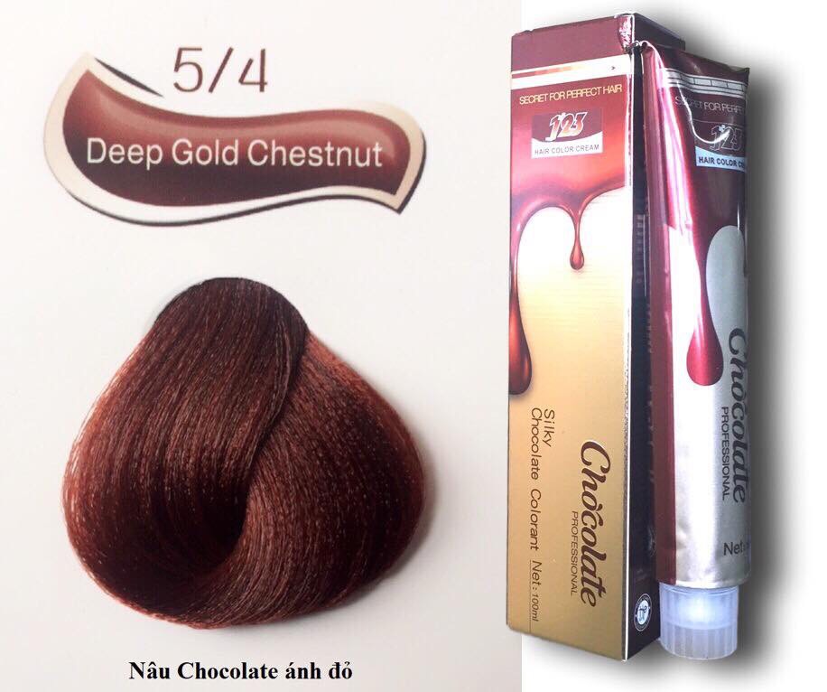 [HCM]Thuốc nhuộm tóc màu nâu đồng 5.4 hương Socola 123 Chocolate Color Cream 100ml