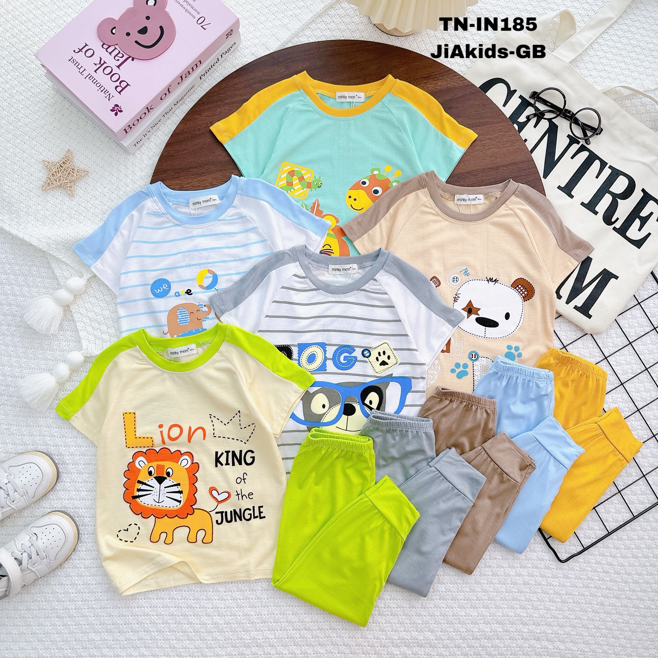 Bộ Ngắn Tay Quần Dài Minky Mom Vải Thun Lạnh Mềm Mát Mịn In Hoạ Tiết Dễ Thương Thiết Kế Mới Hiện Đại 2023 Mặc ở Nhà Đi Chơi Đi Học