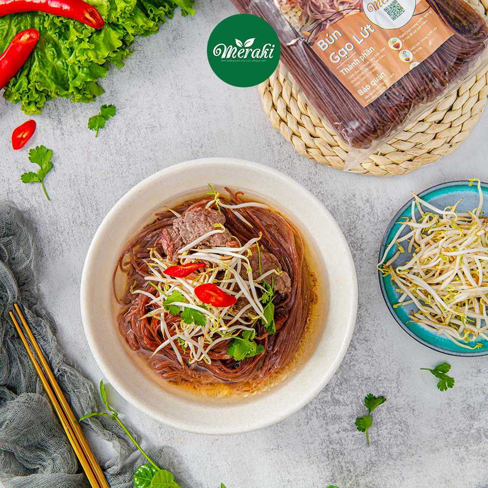 Bún gạo lứt huyết rồng 500g healthy thực dưỡng giữ dáng Meraki