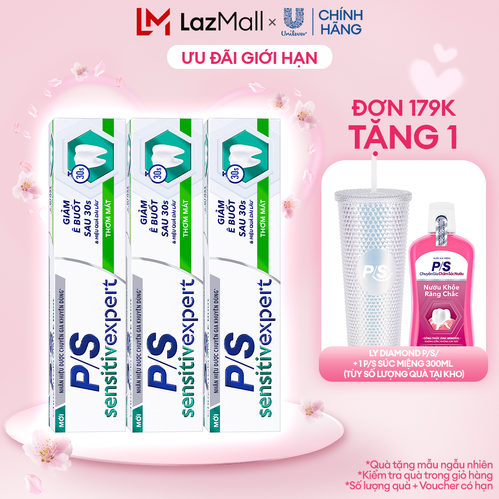 Bộ 3 Kem đánh răng P/S Chuyên gia Giảm ê buốt với tác động từ khoáng 100g