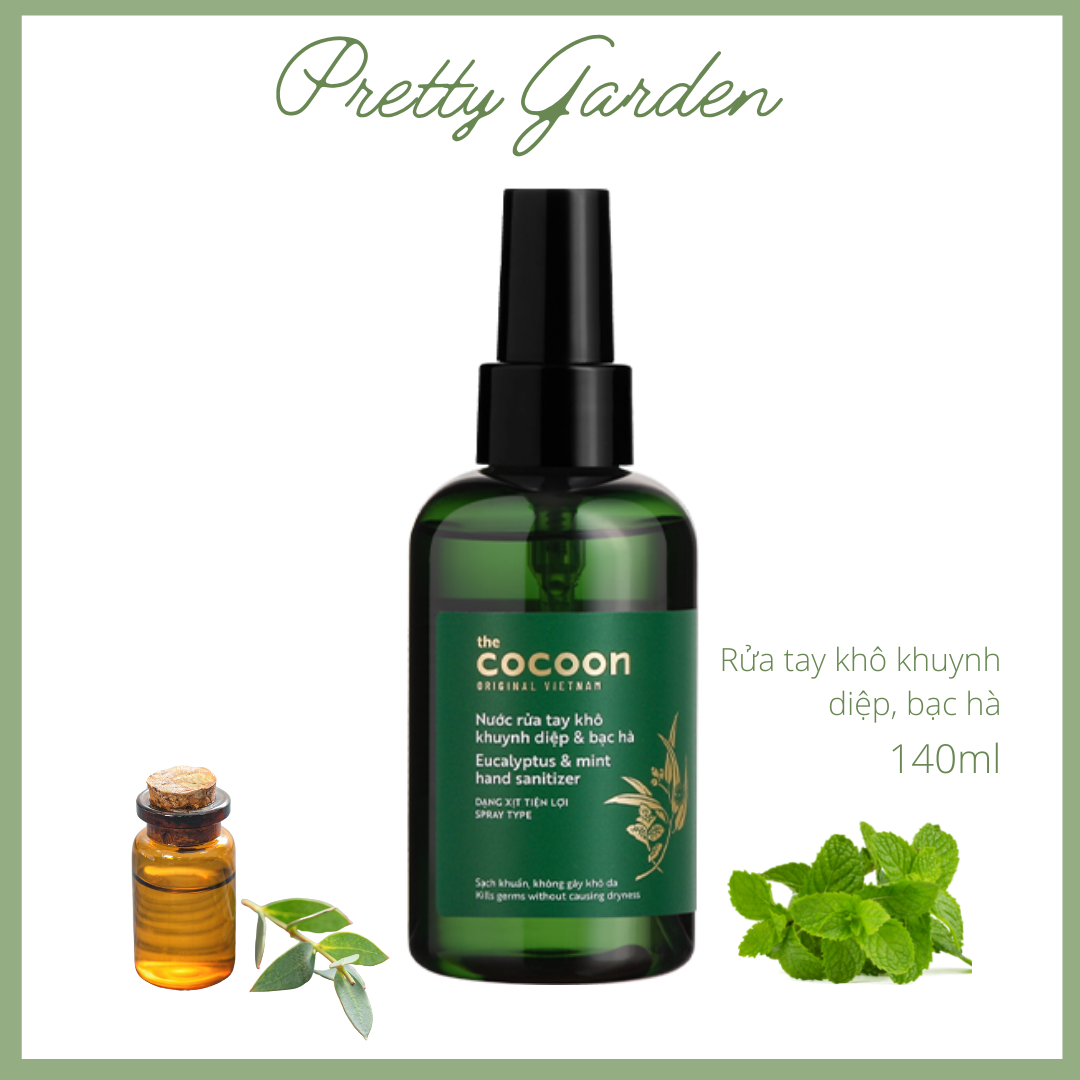 Nước rửa tay khô khuynh diệp và bạc hà Cocoon 140ml sạch khuẩn không gây khô da