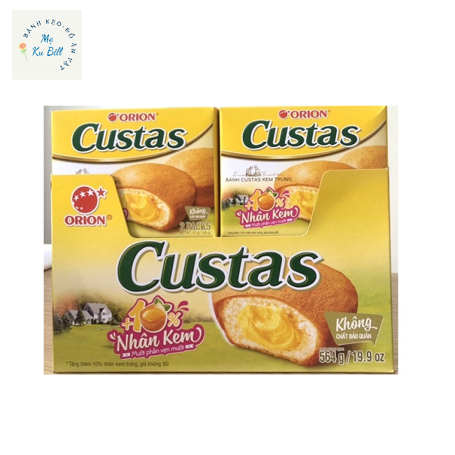 (khay 12 hộp) Bánh kem trứng Custas Orion (hộp 2 chiếc) bánh lễ | bánh kẹo Mẹ Bill