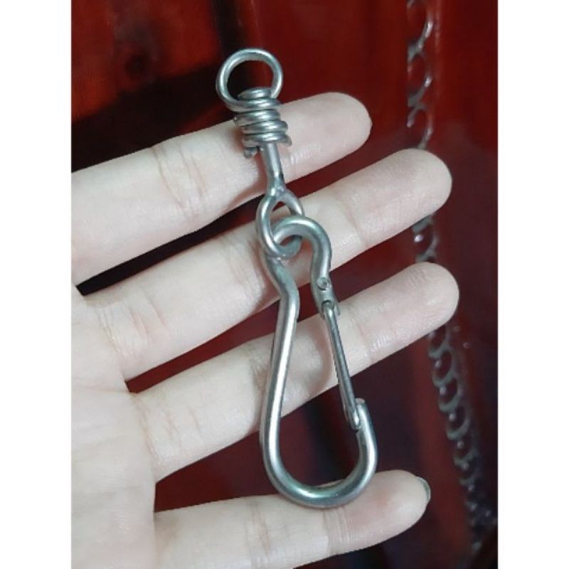 Móc xích chó inox có chống xoắn móc khóa 304
